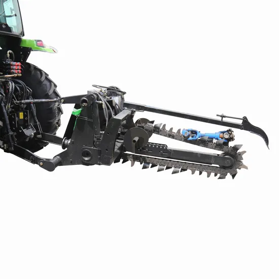 China Mini Cheap Ditcher Digger Pto 3 Point Hitch Tractor Attachment Fertilizer Ditching Chain Trencher Machine for Sale