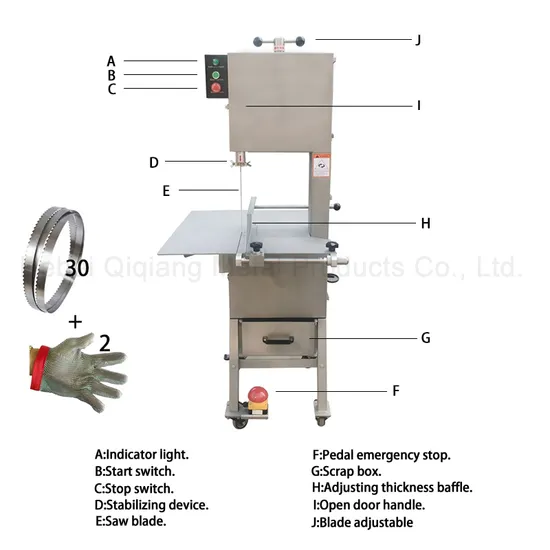 Qh-350 Automatic Rib/Pig/Tuna/Cattle/Animal/Ice Kitchen Bone Sawing Machine Meat Processing Cutting Equipment Bone Cutter Slicer Saw 1.5kw/2HP Manufacturer