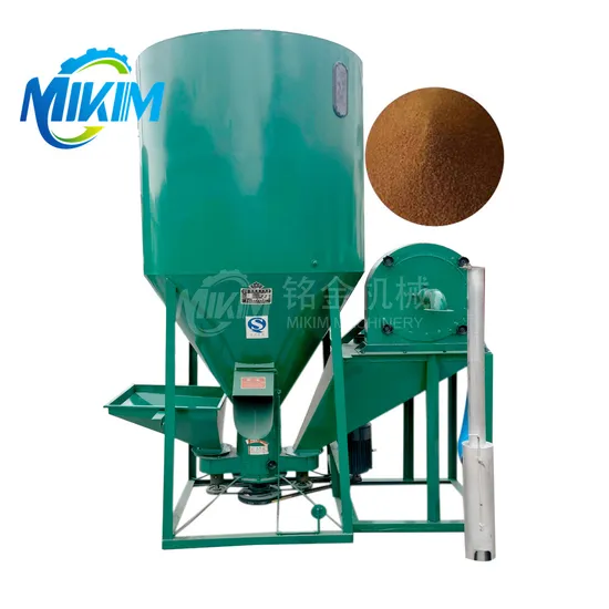 Pig Cattle Poultry Farm Feed Grinder and Mixer Machine Animal 1000kg Storage and Mixing Machine Feed Vertical Mixer Vertical 1.5ton Combined Animal Feed Crusher