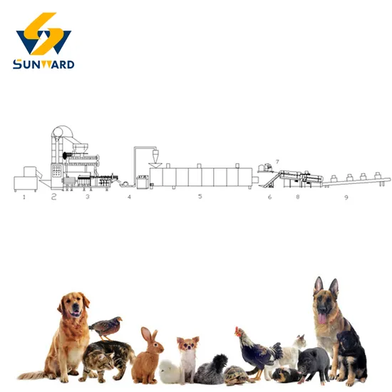 China Jinan City Fish Feed Pellet Dryer Fish Feed Extruder Parts Feed Processing Machine