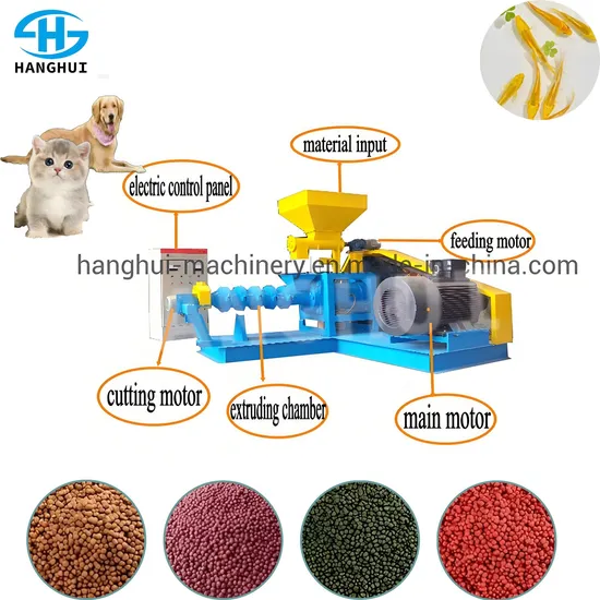 Complete Aquatic Pet Livestock Sinking Floating Fish Feed Extruder Extrusion