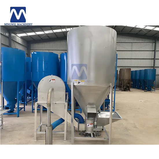 Grain Grinder Flour Mill Animal Grain Feed Mixer Diesel Animal Polutry Vertical Feed Mixer Blending Machine