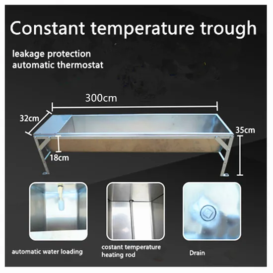 Custom 195cm Constant Temperature Stainless Steel Trough with Heating Rod