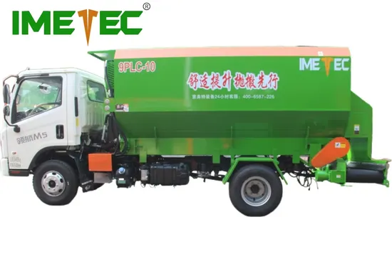 10m3 Fully Hydraulic Truck Chassis Bedding Material Straw Sand Spreader for Cow Barns