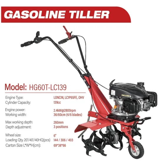Affordable 4-Blade Hand-Push Garden Cultivator for Efficient Soil Preparation Mini Gasoline Tiller