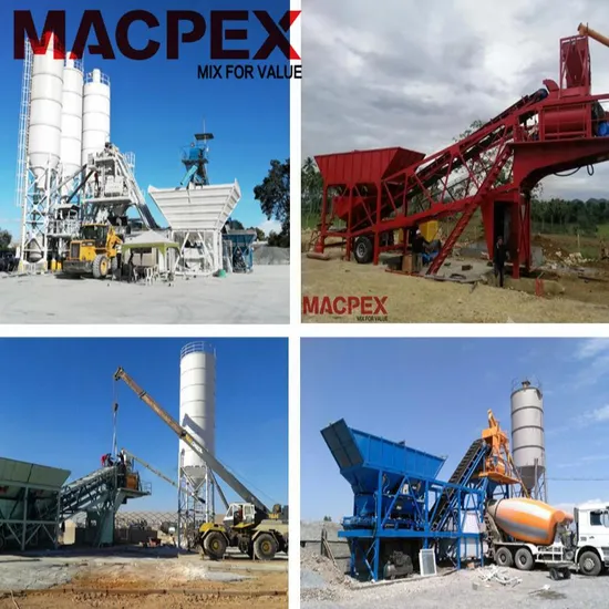 Macpex 60m3/H Concrete Batching Plant with Twin Shaft Concrete Mixer