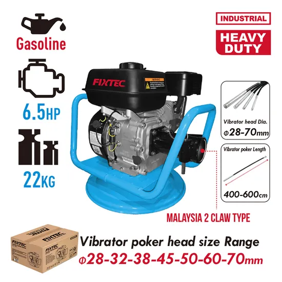 Fixtec Malaysia Type High-Vibration Gasoline Concrete Vibrator Floor Leveling 6.5HP Construction Machine