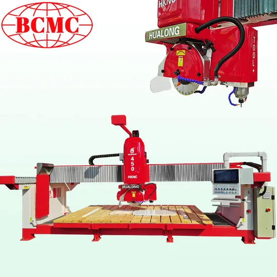 Bcmc Hualong 5 Axis CNC Bridge Saw Stone Cutting Machine Quartz Granite Marble Bridge Cutting Machine Stone CNC Cutter