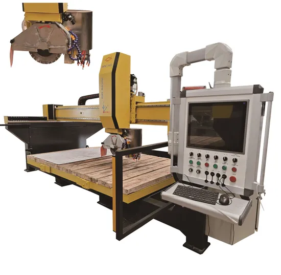 5 Axis CNC Machine Bridge Saw Router for Cutting Milling Drilling Processing Stone Granite Marble Quartz Kitchen Countertop