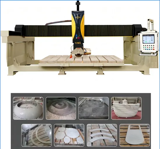 5 Axis Axes CNC Bridge Saw Cutter for Cutting and Milling Stone Granite Marble Quartz Quartzite Slab Kitchen Countertop Tile Sink Cutting Machine