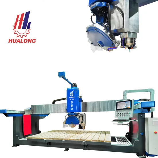 Premium Italian Hualong Italy System 4+1 Axis CNC Bridge Saw Stone Cutting Machine for Marble and Granite