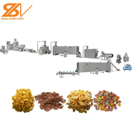 Breakfast Cereals Corn Flakes Bread Crumbs Core Filled Puffs Snacks Baby Food Making Production Line Twin Screw Extruder Machine