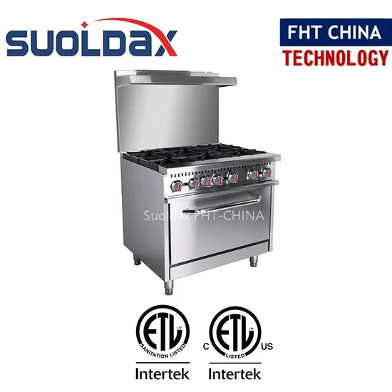 Suoldax ETL Approved Commercial Kitchen Equipment American Type Gas Range 36" 6 Burner Stove with Oven (HFSO-36)