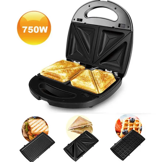 Electric Mini Kitchen 3 in 1 Sandwich Waffle Maker Breakfast Grill Donut Cake Maker Machine