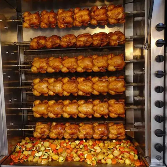 Hot Machine Vigevr Kitchen Commercial Equipment Stall 4 5 6 Rods Gas Food Trailer Kiosk Charcoal Chicken Grill Rotisserie Oven Machine