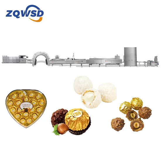 Factory Chocolate Coating Enrobing Cookie Machine Chocolate Filling Wafer Ball Production Line