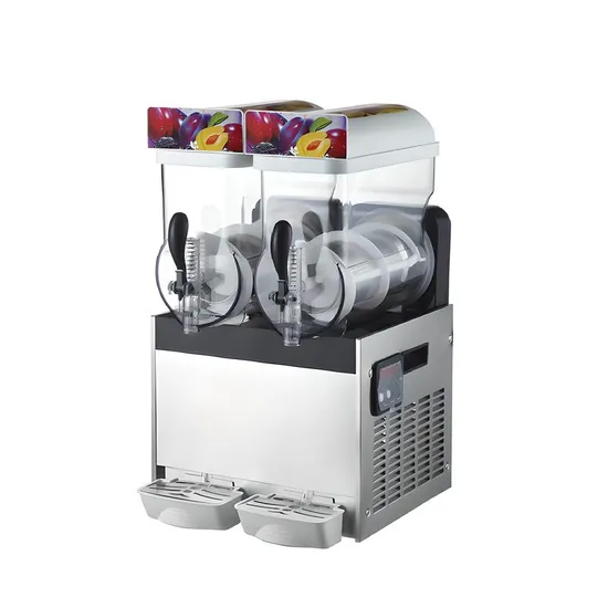 Factory Commercial Electric Smoothie Frozen Drink Machine Two Tank Ice Slush Machine 12L for Snack Bar