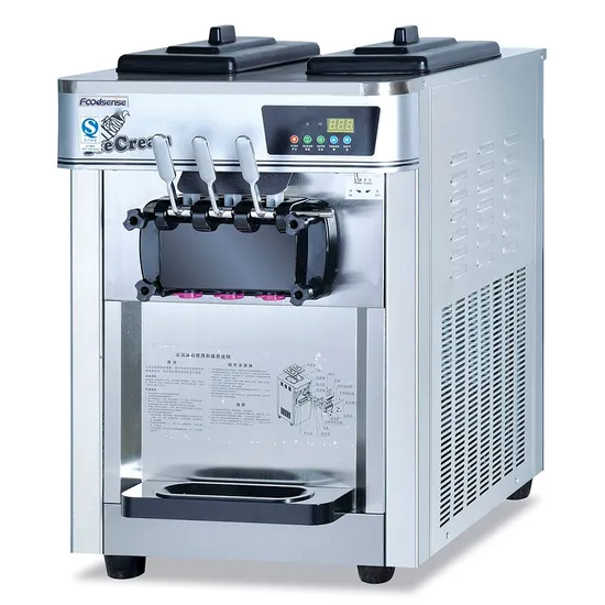 Countertop Soft Ice Cream Machine CE Approved 3 Flavors 24L/Hour Output 8L Capacity
