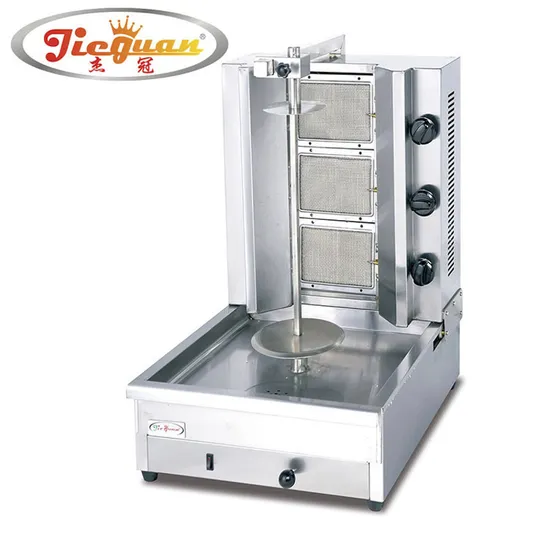 Automatic Commercial Natural Gas Manual Skewer Making Grill Doner Grill Machine Cutting Meat Rotisserie Turkey Kebab Shawarma