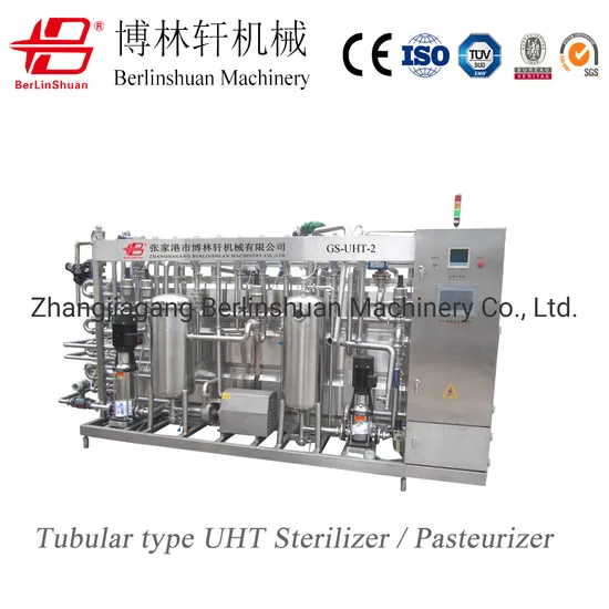 Uht Pasteurizer Pipeline Sterilizer Milk Sterilization Plant Stainless Steel Beverage Fruit Juice Tubular Type Sterilizing Machine