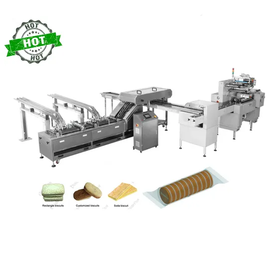 New Product Double Lane Double Single Flavor Biscuit Sandwiching Machine with Servo Drive on Edge Packing Line
