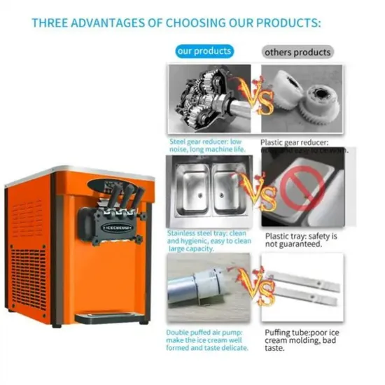 3 Flavors Manual Ice Cream Machine Industrial Self Service Ice Cream Machine with Air Pump