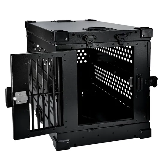 Heavy Duty Fully Collapsible Powder Coated Steel Aluminum K9 Airline Approved Pet Cages Foldable Dog Kennel Crate with Stackable Corner