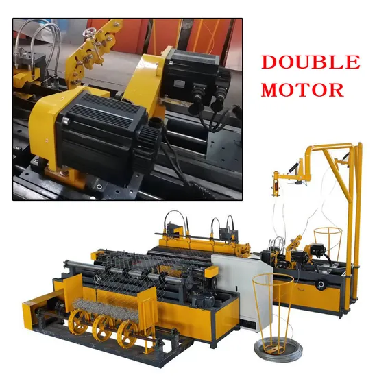 Double Motor Two Wire Feeding Diamond Wire Mesh Chain Link Fence Making Machine Automatic Woven Cyclone Wire Fence Machine