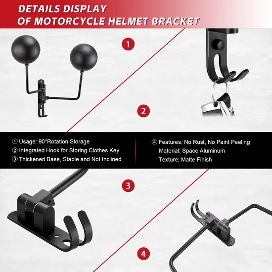 Non Perforated Wall Mounted Household Motorcycle Helmet Bracket Electric Bike Hat Storage Rack