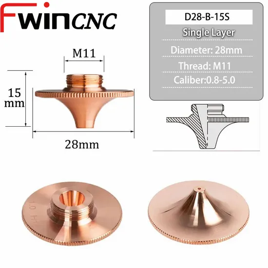 Fwincnc D28 Laser Cutting Nozzle Hexagonal High Speed Pressurize Pacifier Type Nozzles for Bodor Wsx Boci Raytools High Power Laser Cut