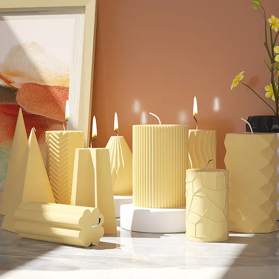 Customized Versatile Silicone Candle Molds: Striped, Cylindrical and Taper Designs