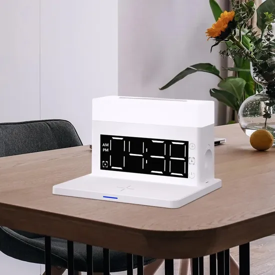 LED Digital Alarm Clock Wireless Charger 15W 3 in 1 Wireless Charging Station with Night Light