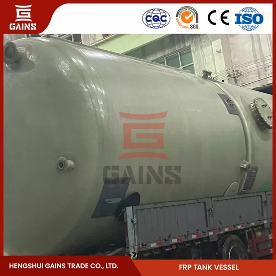 Gains FRP Calcium Chloride Storage Tanks Factory FRP Material Sulfuric Acid Storage Tank China Horizontal GRP/FRP Tank