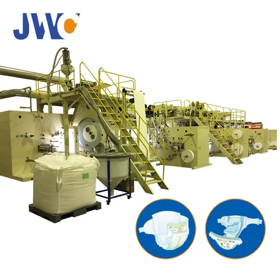 Jwc-Nk450-Eb 300-400PCS/Min Stable Working Speed Elastic Ear Production Line Baby Nappy Equipment