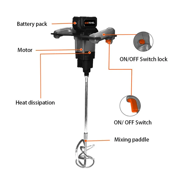 Handheld Lithium Battery Platform Cordless Mixer Brushless Concrete Cement Plaster Mixer