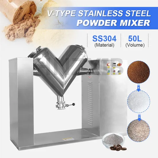Food Grade Stainless Steel V Mixer Blender Mixing Machine for Ceramic Powder Food Powder Coca Chocolate Powder