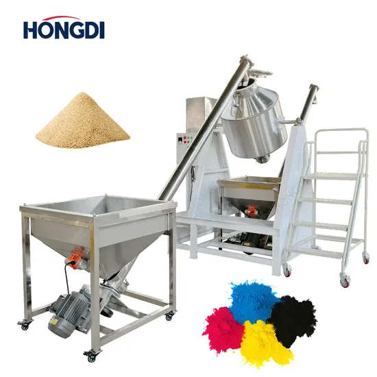 Powder Mixer with Double Cone and Conveyor for Mixing Dry Powder