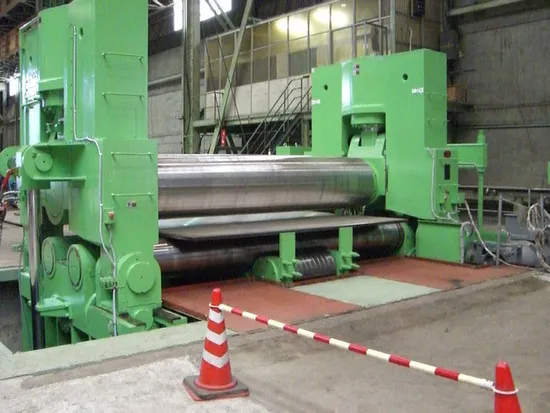 W11xnc-80X3200center-Distance Adjustable Three-Roll Horizontal Downward Bending Machine