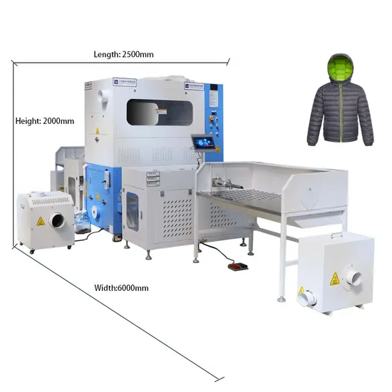 FUDA Dual Filling Ports Automatic 12 Weighing Scales Staple Fiber Padding Machine for Puffer Vests