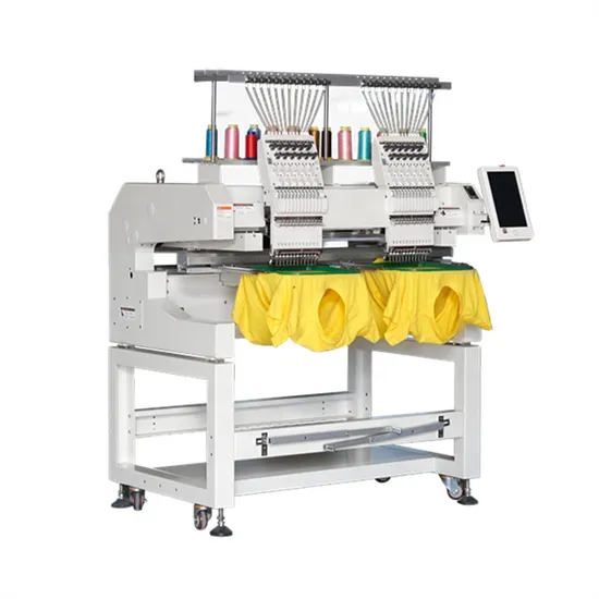 New 1000 Rpm 2 Head Multi Needle 3D T-Shirt Cap Embroidery Machine Computerized for Sale