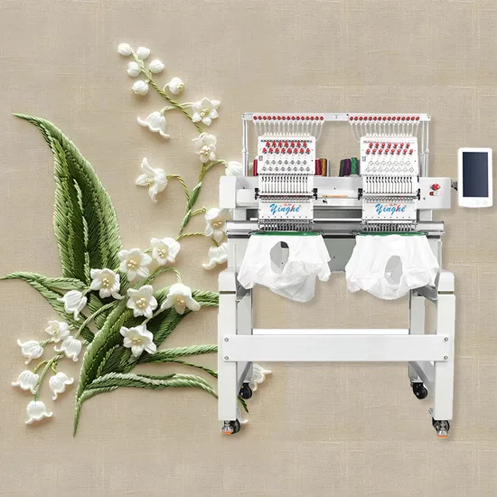 Double Heads 15 Needles Multi- Function Embroidery Machine with 400*500mm Flat Embroidery