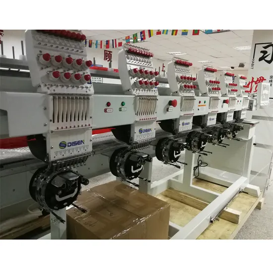 Automatic Flat 55 mm Intervak Heads 6 Heads China Logo Name Cap Embroidery Machine Computerized Needle Gauge with Sequins Beads