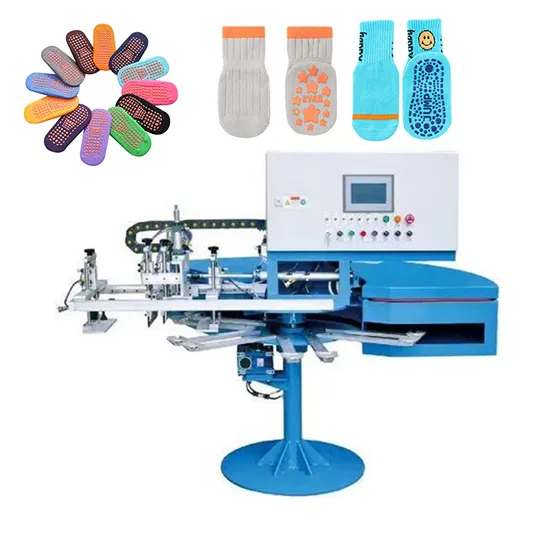 Rotary Anti-Slip Silicon Dotting Screen Printing Gloves/Sock Machine