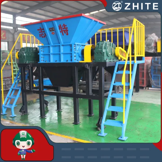Double Shaft Plastic Medical Waste Drum Wood Pallet Rubber Tire Shredder