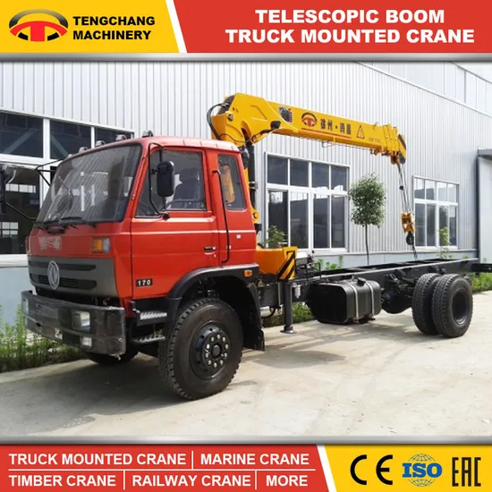 4ton 5ton 6ton 8ton 10ton 12ton Hydraulic Lifting Telescopic Boom Marine Crane Straight Arm Truck Mounted Mobile Crane for Weight Lifting
