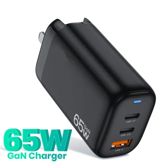Fast Charging Us EU UK Plug GaN 65W Wall USB C Pd Adapter Power Charger for iPhone MacBook Laptop