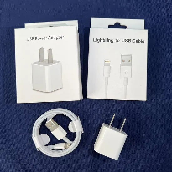 Wholesale 5V1a USB Wall Adapter 1m USB a to 8pin Lightning Charging Cable for iPhone iPad Airpods