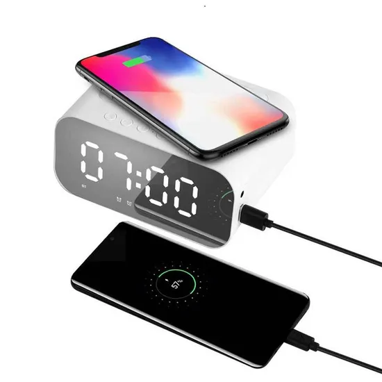 2022 New Arrival Wireless Speaker 3 in 1 Quick Charing Speaker with Digital Alarm Clock