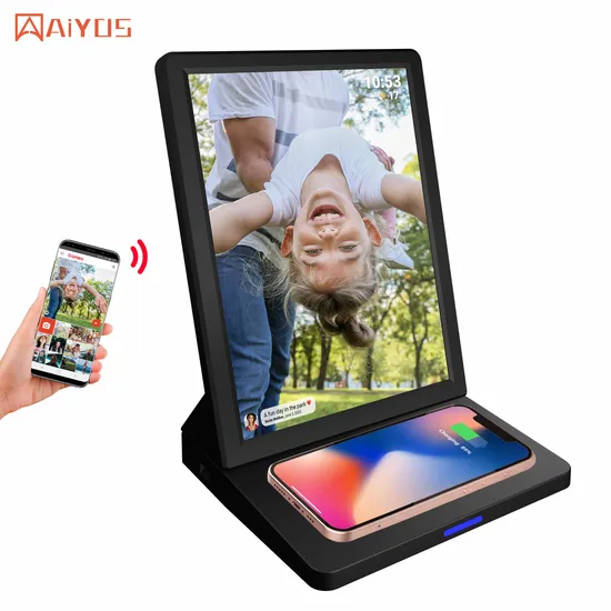 Cloud Server Ads Managing System 9.7 Inch LCD Touch Screen WiFi Android Magnetic Wireless Phone Charger Advertising Display