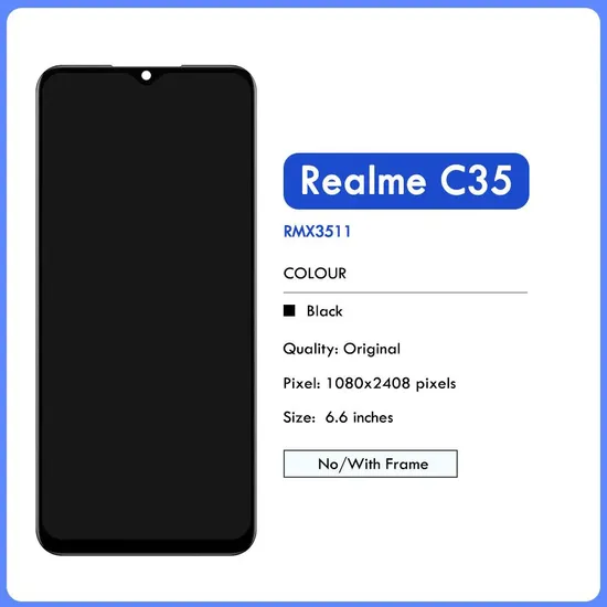 Wholesale Mobile Phone LCD Accessory Touch Screen Cell Phone LCD for Oppo Realme C35LCD Display Touch Panel Screen Digitizer Assembly